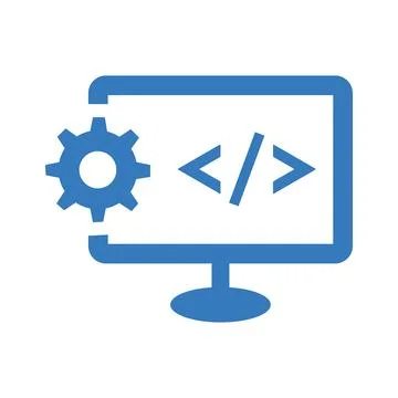 Code, html management icon. Blue color vector symbol. Stockillustratie
