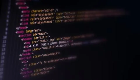 Code, HTML, php web programming source code. Abstract code background. Stock Photos