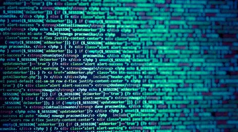 Code, HTML, php web programming source code. Stock-Fotos