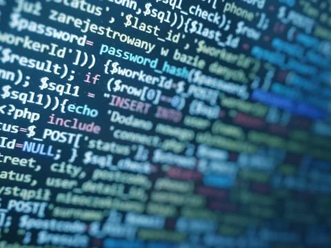 Code, HTML, php web programming source code. Abstract code background Stock Photos