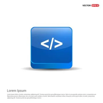 Code icon - 3d Blue Button Illustrazione stock