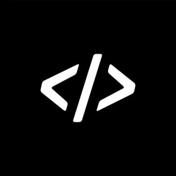 Code Icon On Black Background. Black Flat Style Vector Illustration. Stock Illustration