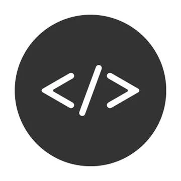 Code icon in black circle - vector iconic design Stock Illustration