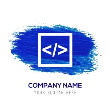 Code icon - Blue watercolor background Stock-Illustration