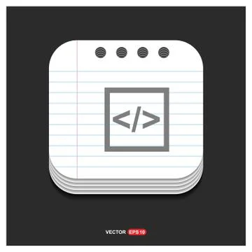 Code icon Gray icon on Notepad Style template Vector EPS 10 Free Icon 스톡 일러스트