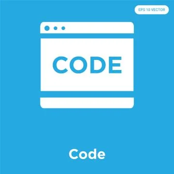 Code icon isolated on blue background Free Stock Illustration