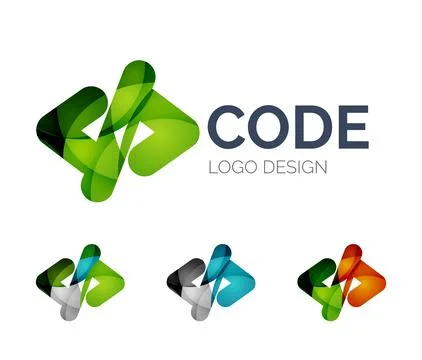 Code icon logo design made of color pieces 스톡 일러스트