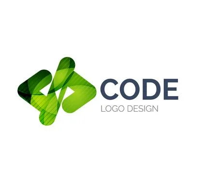 Code icon logo design made of color pieces Stock Illustration