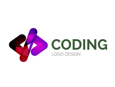 Code icon logo design made of color pieces Stock-Illustration