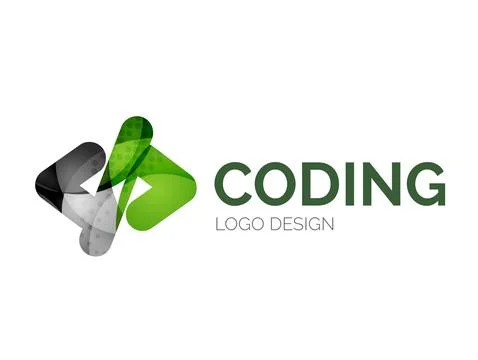 Code icon logo design made of color pieces イラスト素材