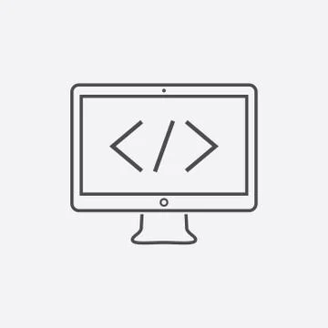 Code icon. Programming line icon. Illustrazione stock