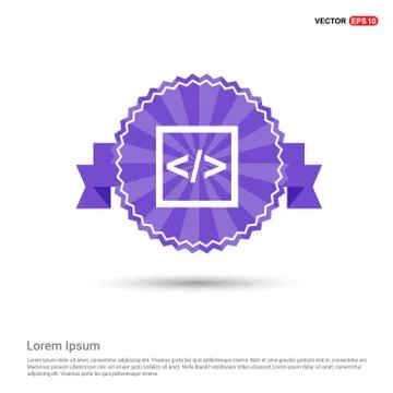 Code icon - Purple Ribbon banner Stock Illustration