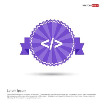Code icon - Purple Ribbon banner Stock Illustration
