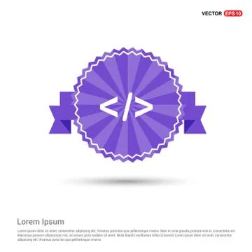 Code icon - Purple Ribbon banner Stock Illustration