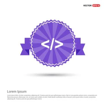 Code icon - Purple Ribbon banner Stock Illustration