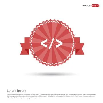 Code icon - Red Ribbon banner Stock Illustration