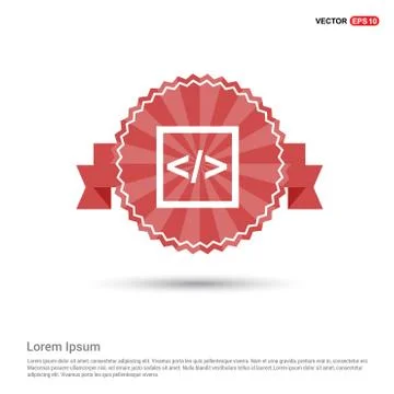 Code icon - Red Ribbon banner Stock Illustration