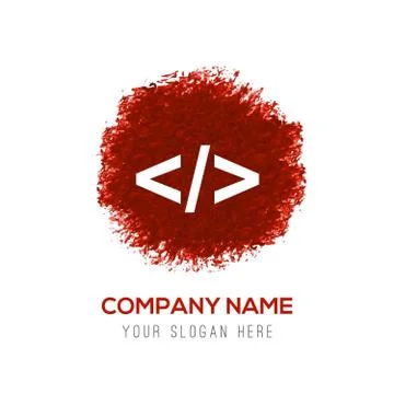 Code icon - Red WaterColor Circle Splash 스톡 일러스트