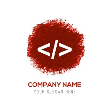 Code icon - Red WaterColor Circle Splash 스톡 일러스트