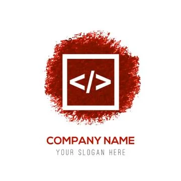 Code icon - Red WaterColor Circle Splash Illustrazione stock