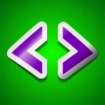 Code icon sign. Symbol chic colored sticky label on green background. Illustrazione stock