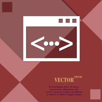 Code icon symbol Flat modern web design with long shadow and space for your t Illustrazione stock