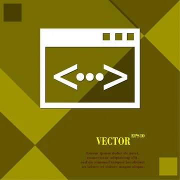 Code icon symbol Flat modern web design with long shadow and space for your t 스톡 일러스트