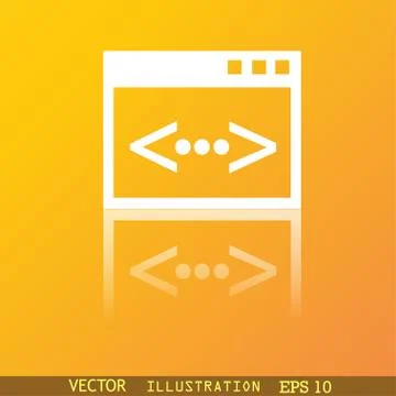 Code icon symbol Flat modern web design with reflection and space for your te 스톡 일러스트