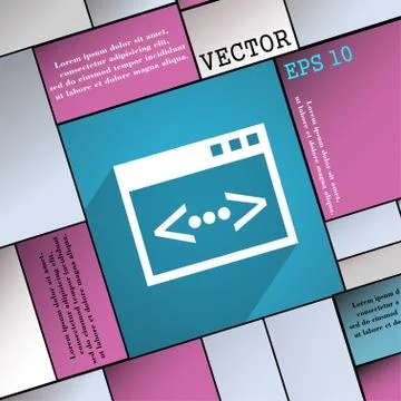 Code icon symbol Flat modern web design with long shadow and space for your t Stock Illustration