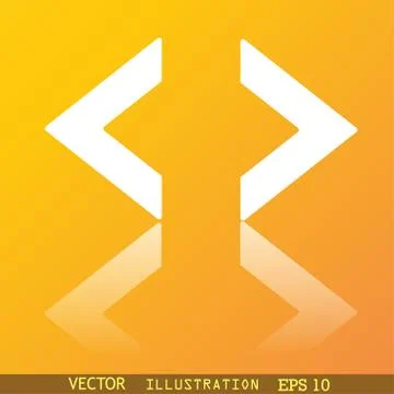 Code icon symbol Flat modern web design with reflection and space for your te Stock Illustration