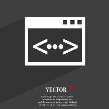 Code icon symbol Flat modern web design with long shadow and space for your t Stock Illustration