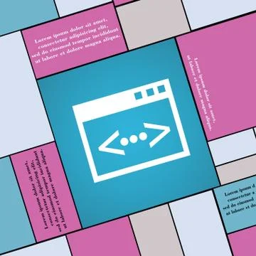 Code icon symbol Flat modern web design with long shadow and space for your text Stock Illustration