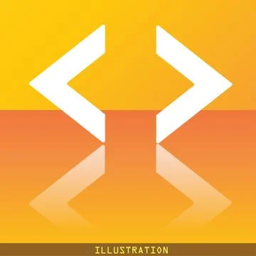 Code icon symbol Flat modern web design with reflection and space for your text. 스톡 일러스트