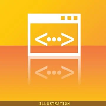 Code icon symbol Flat modern web design with reflection and space for your text. 스톡 일러스트