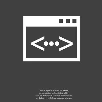 Code icon symbol Flat modern web design with long shadow and space for your text Stock Illustration