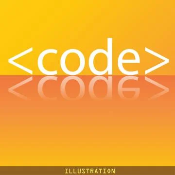 Code icon symbol Flat modern web design with reflection and space for your text. 스톡 일러스트
