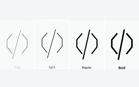 Code icon. Thin, Light Regular And Bold style design isolated on white back.. イラスト素材