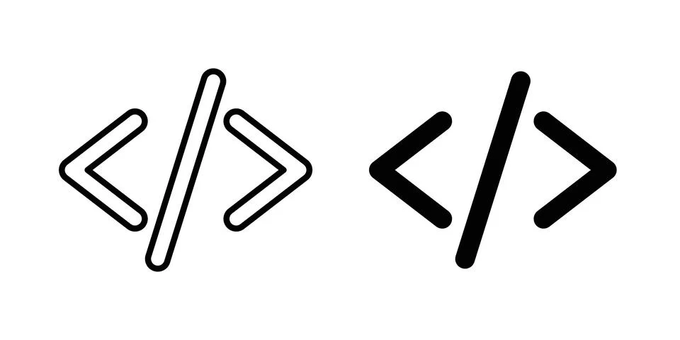 Code icon thin line and clipart style vector set 스톡 일러스트