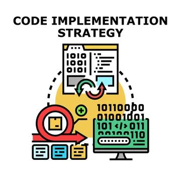 Code implementation strategy developing software for project management イラスト素材