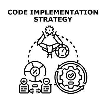 Code implementation strategy planning and execution process Stockillustratie