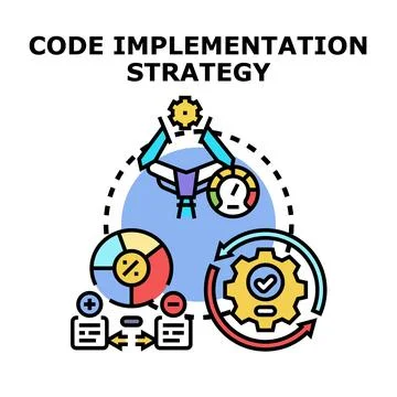 Code implementation strategy planning and execution process Stockillustratie