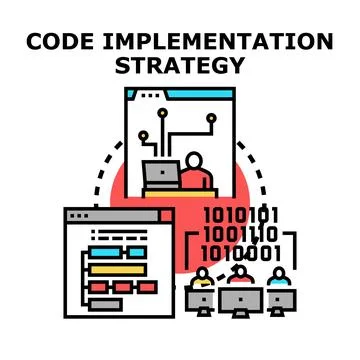 Code implementation strategy planning and development process Illustrazione stock