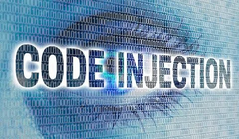 Code injection auge mit matrix blickt auf betrachter konzept code injectio... 스톡 사진
