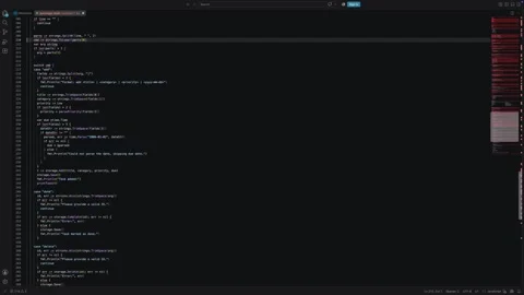 Code inspector scrolling through programming lines on dark software display.. Stock Footage 342540637