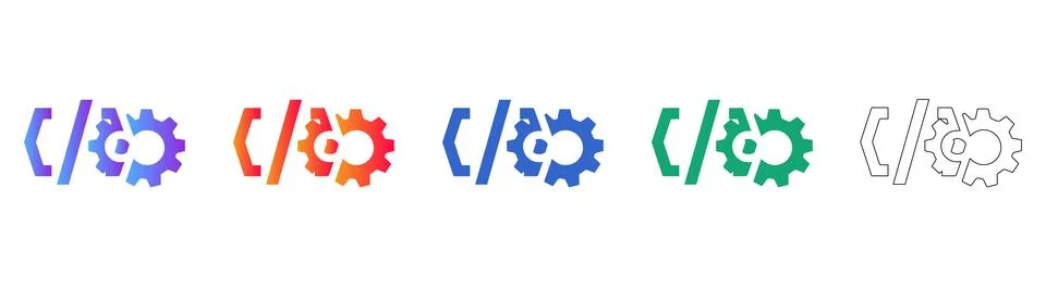 Code Integration and Gear Icons 스톡 일러스트