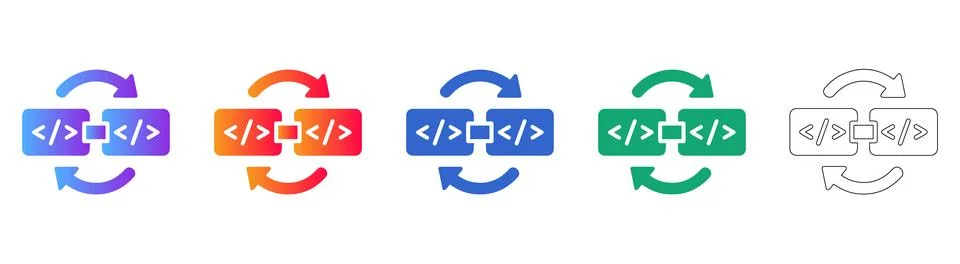 Code Integration Sync Icons 库存插图