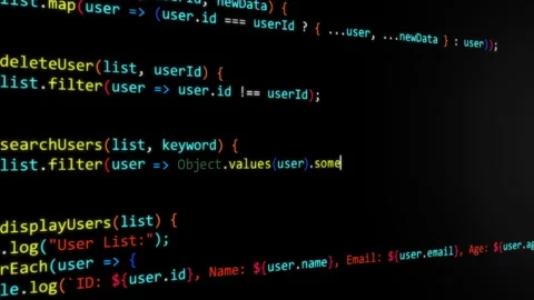 Code, javascript web programming source code. Abstract code background Stock Footage 306284034