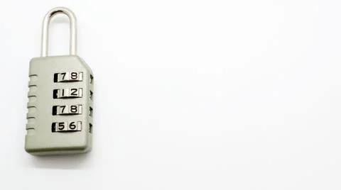 A Code Key Lock on Isolated white Background Stock Photos