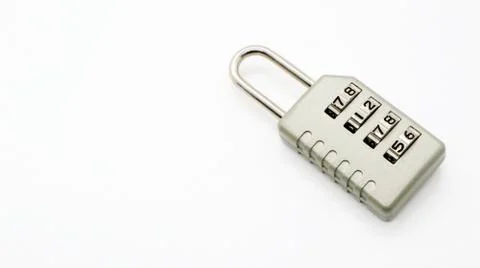 A Code Key Lock on Isolated white Background Stock Photos