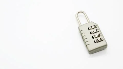 A Code Key Lock on Isolated white Background Stock Photos